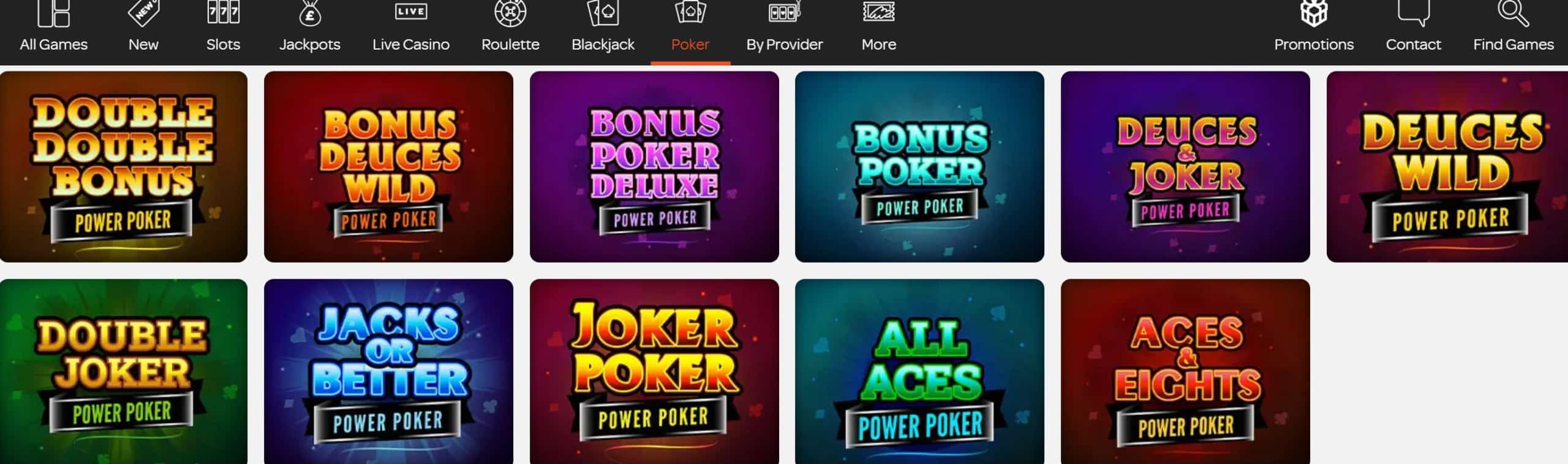 Spin Casino Video Poker