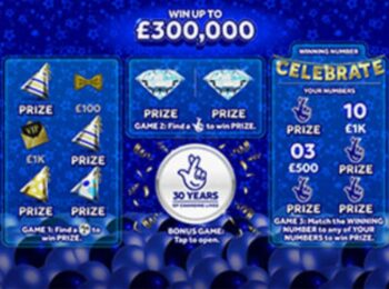 Wiped online lot - £300,000 Celebration Jackpot