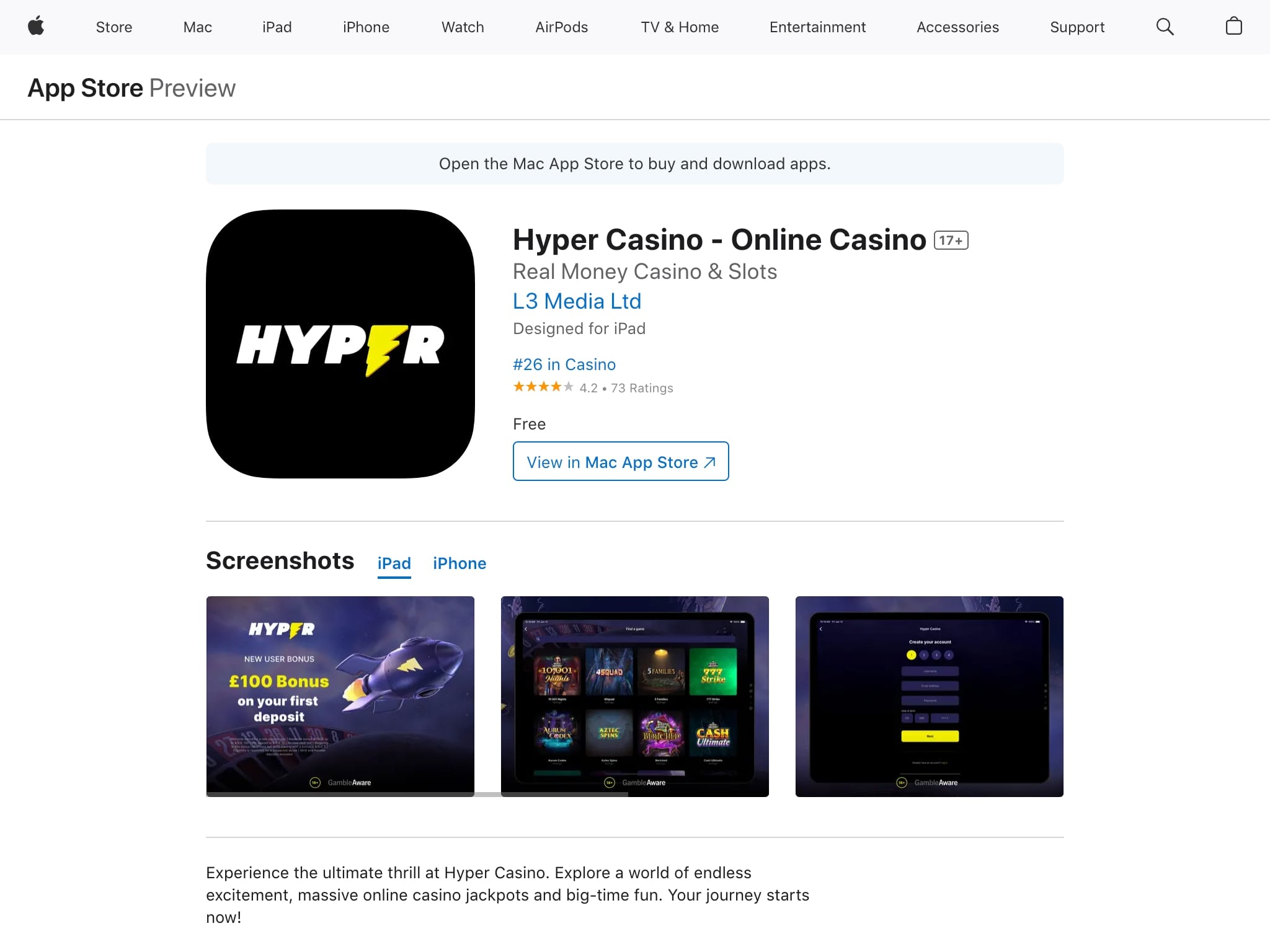 Hyper Casino App Store