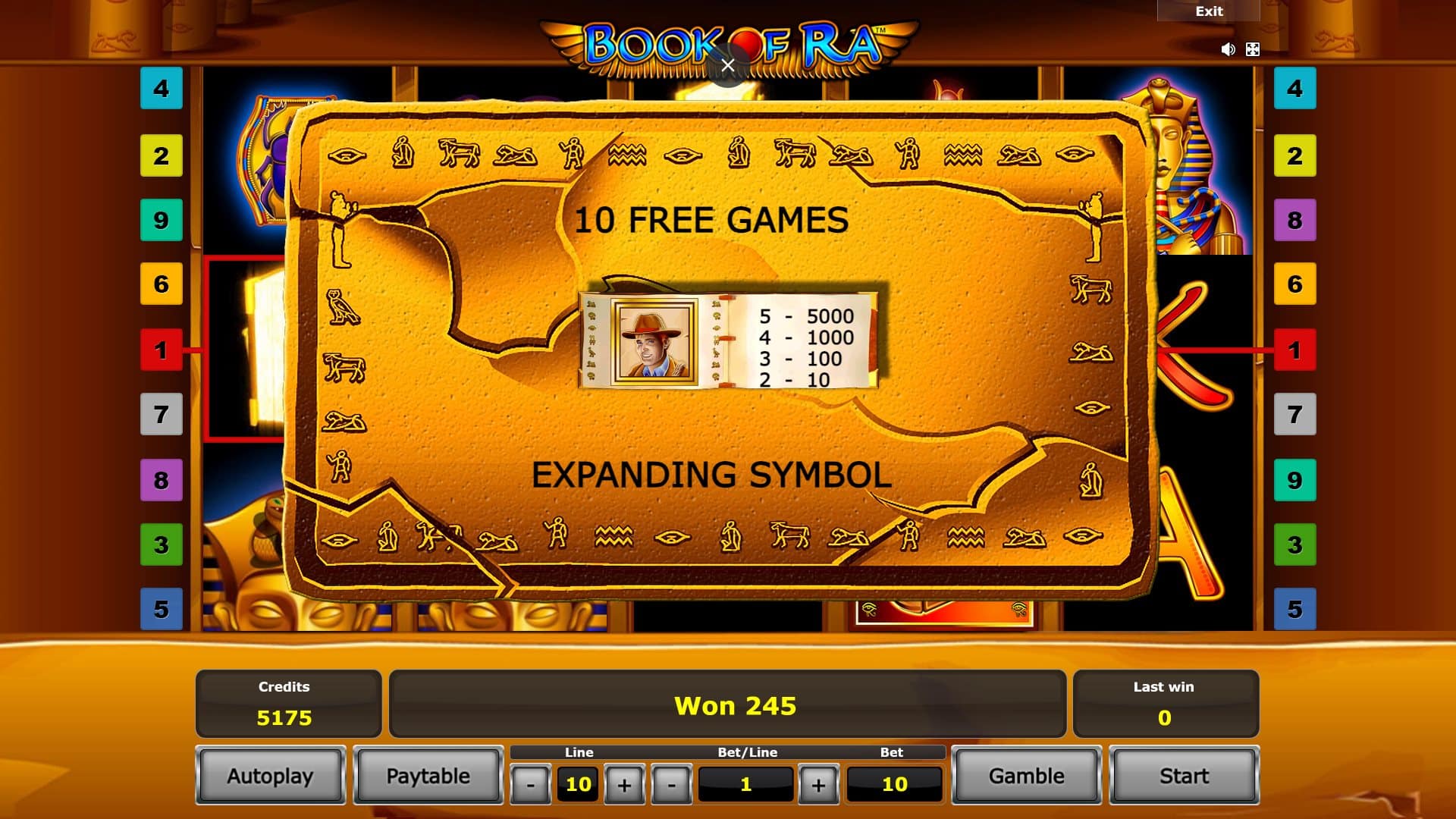 Book of Ra online slot Free spins