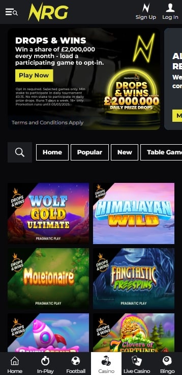 NRG Casino Drops & Wins promotions