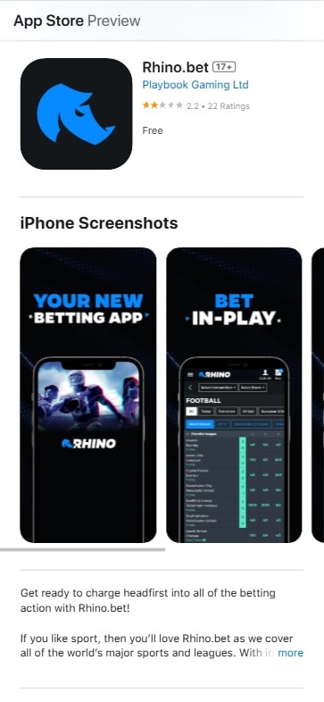 The Rhino Casino mobile app on the App Store