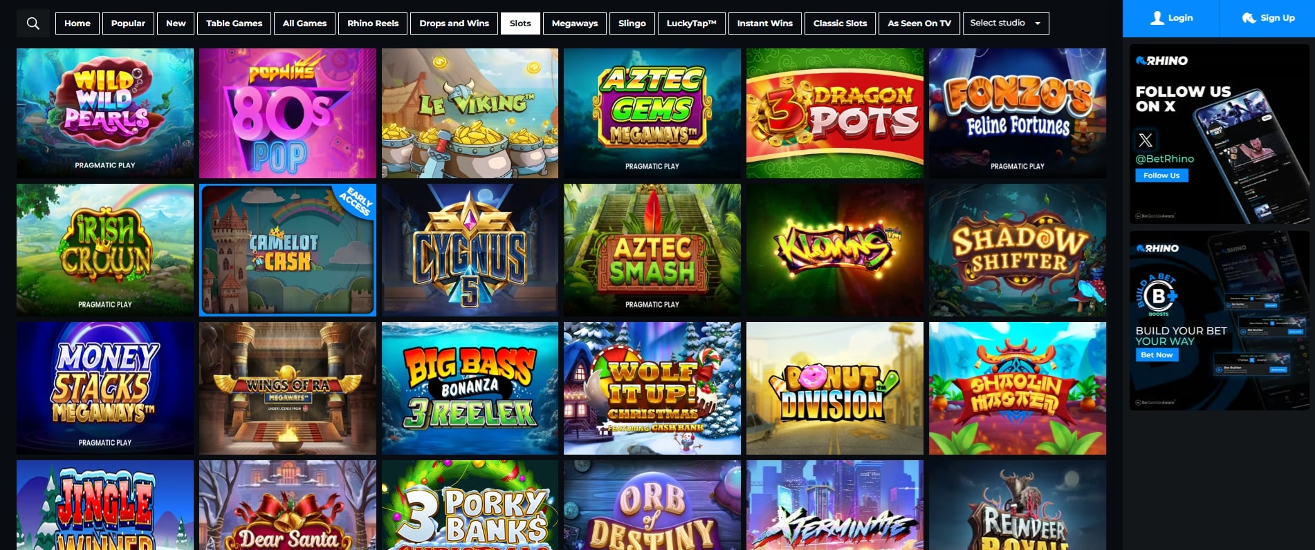 Slots collection at Rhino Casino