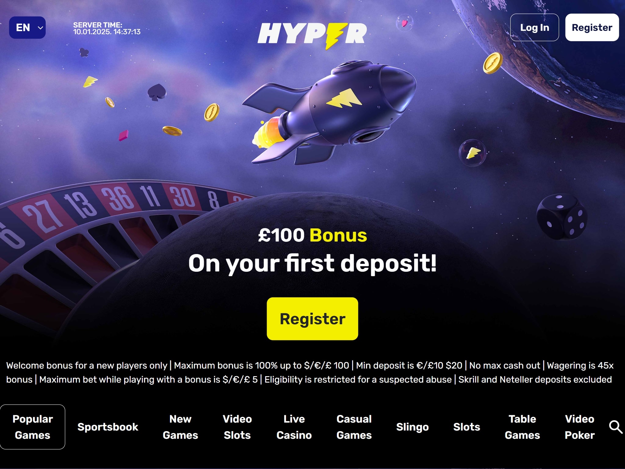 Hyper Casino Welcome Bonus