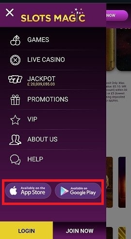 App Download Link on the Official SlotsMagic Casino Mobile Page