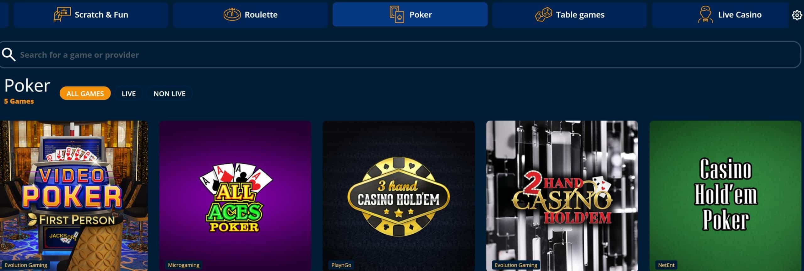 Online Poker Room at Dream Vegas