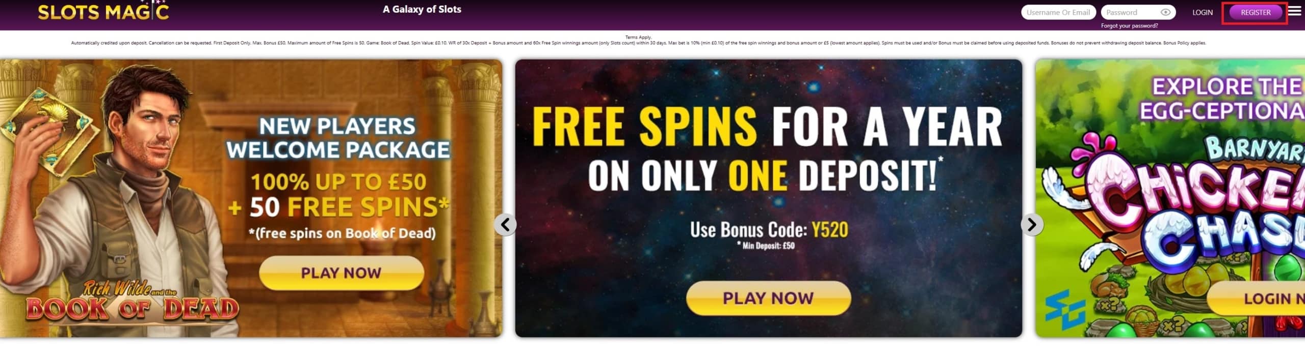 Sign-Up Button at SlotsMagic Casino