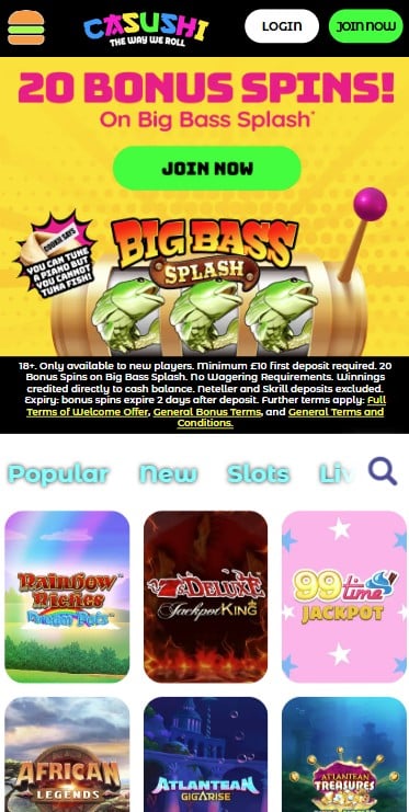 Casushi Casino Mobile app