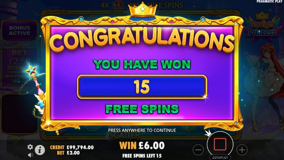 Starlight Princess online slot Free Spins