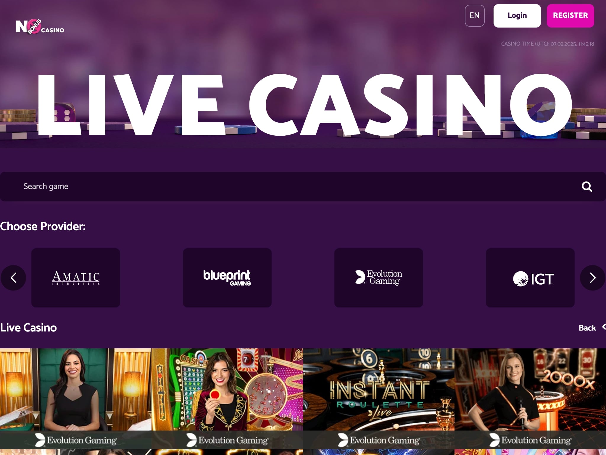 No Bonus Casino Live Dealer Games