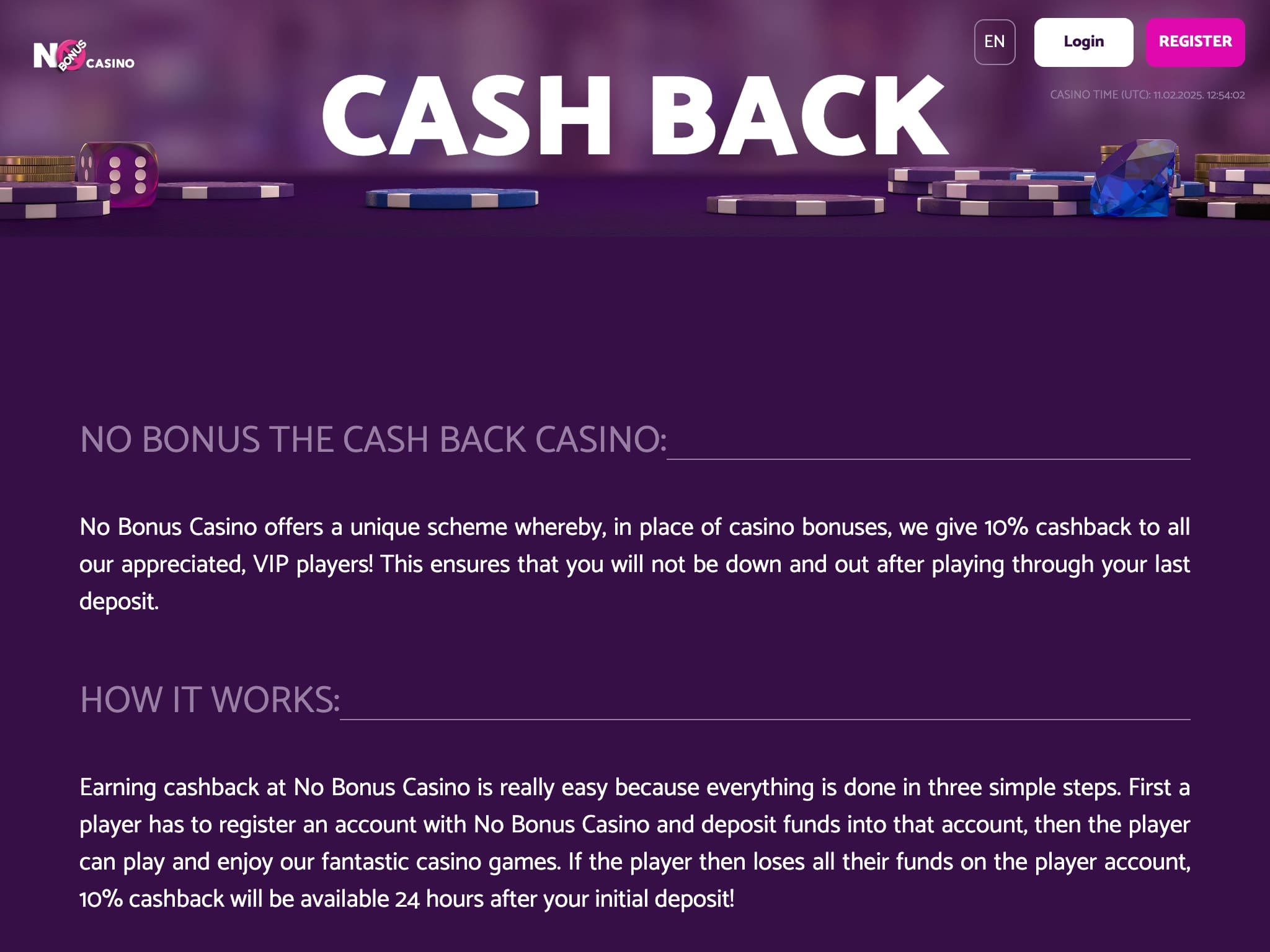 No Bonus Casino Cashback Offer