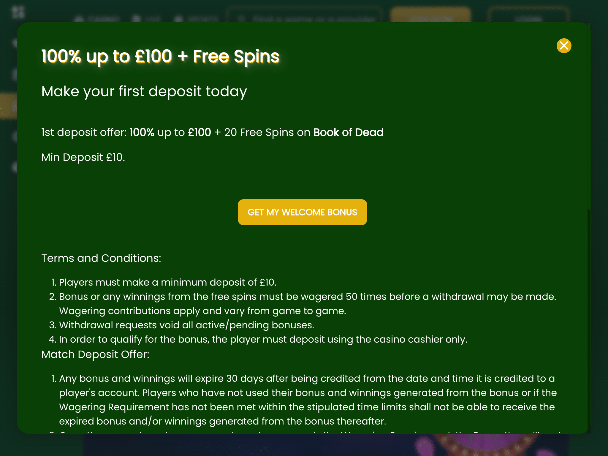 Pots of Luck Casino Welcome Bonus