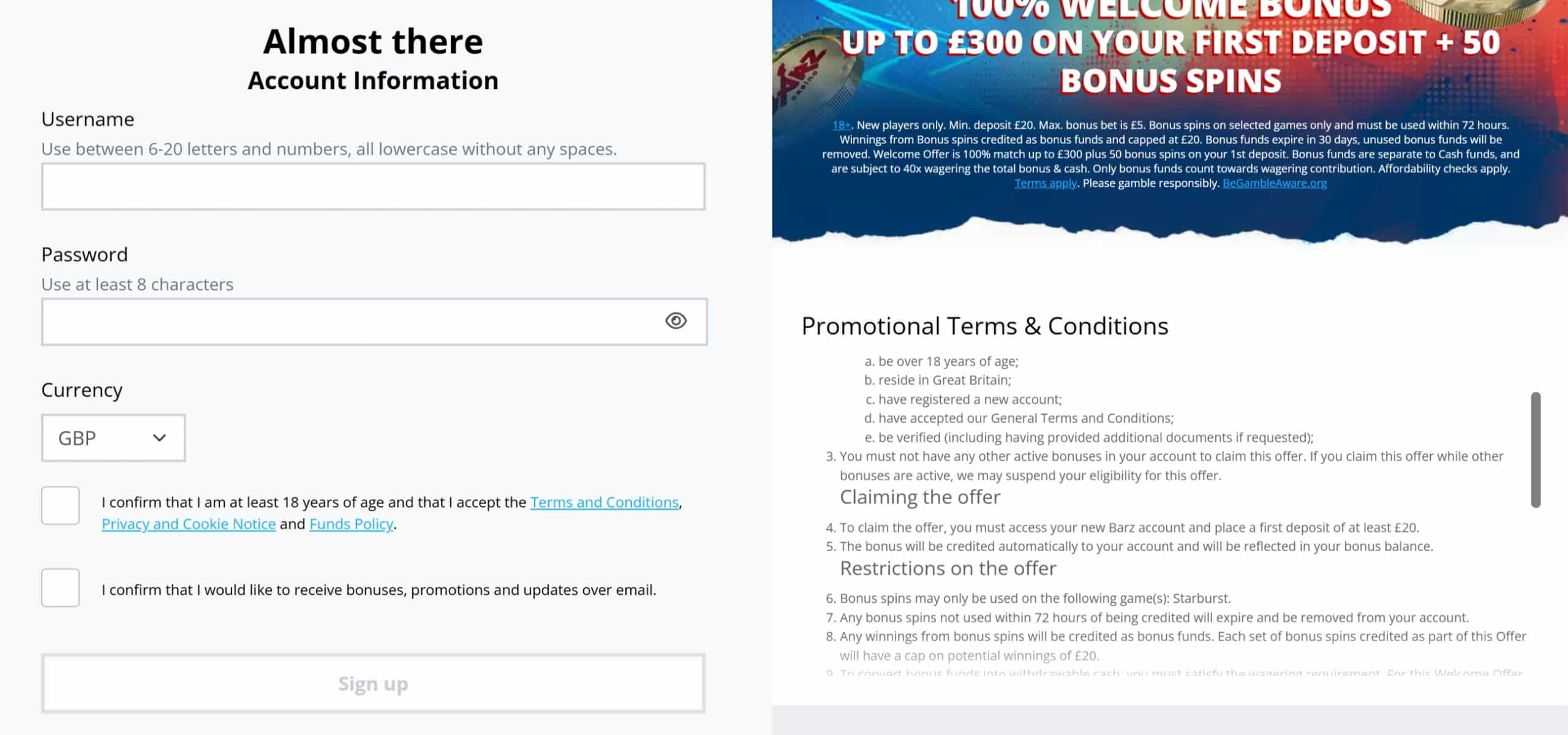 Barz Casino's Verification Page Requires You To Provide a UK Address for Account Verification