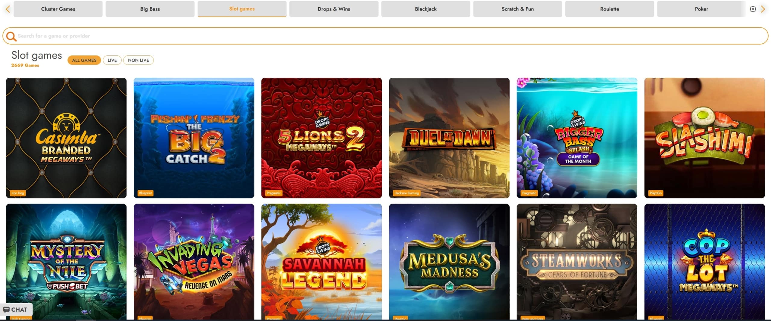 Slot Selection at Casimba Casino