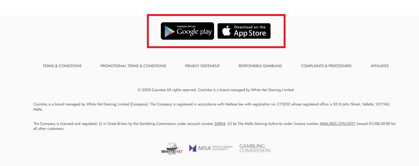 Casimba Casino Mobile App Download Links