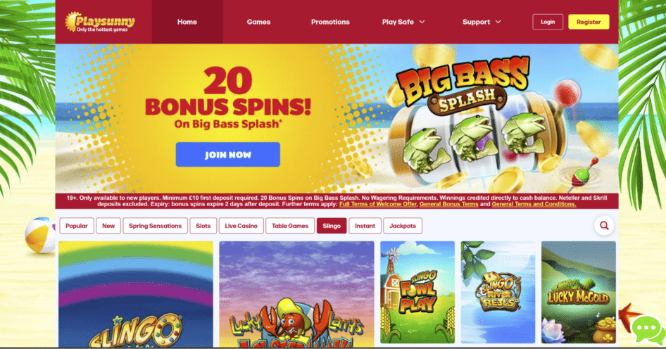 Playsunny Casino Homepage