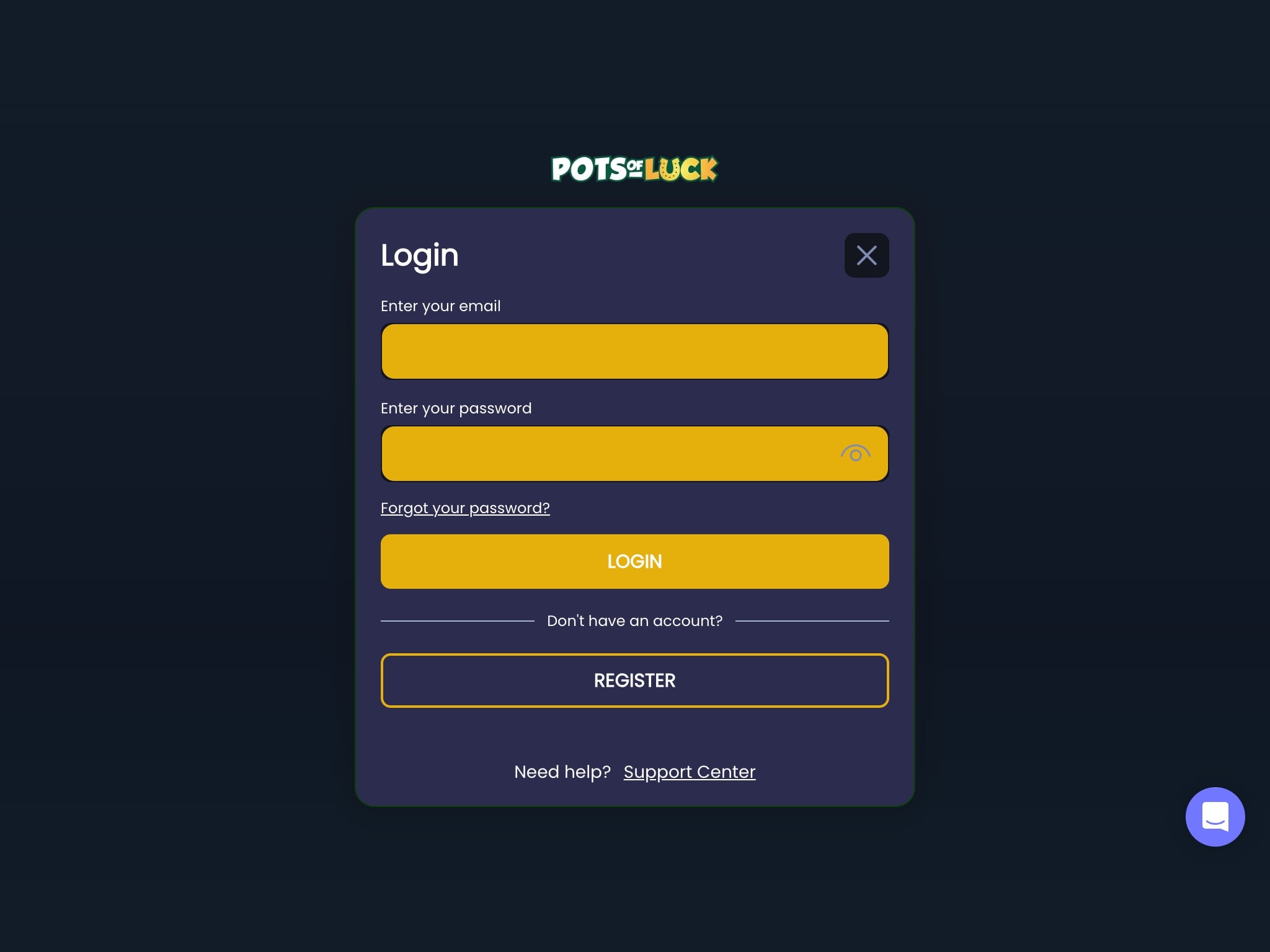 Pots of Luck Casino Desktop Login