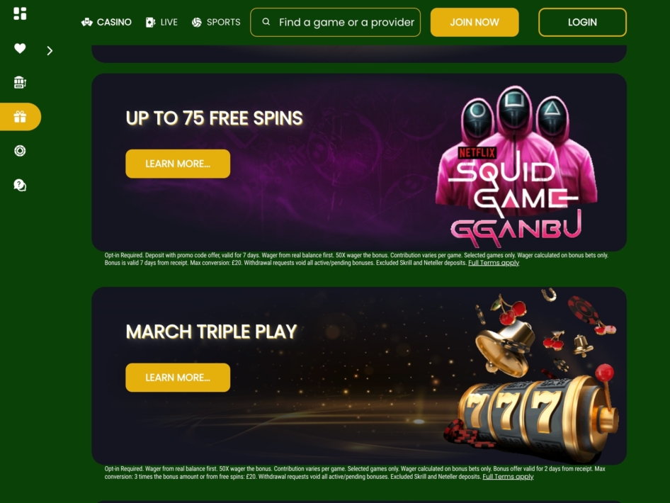 Pots of Luck Casino Free Spins