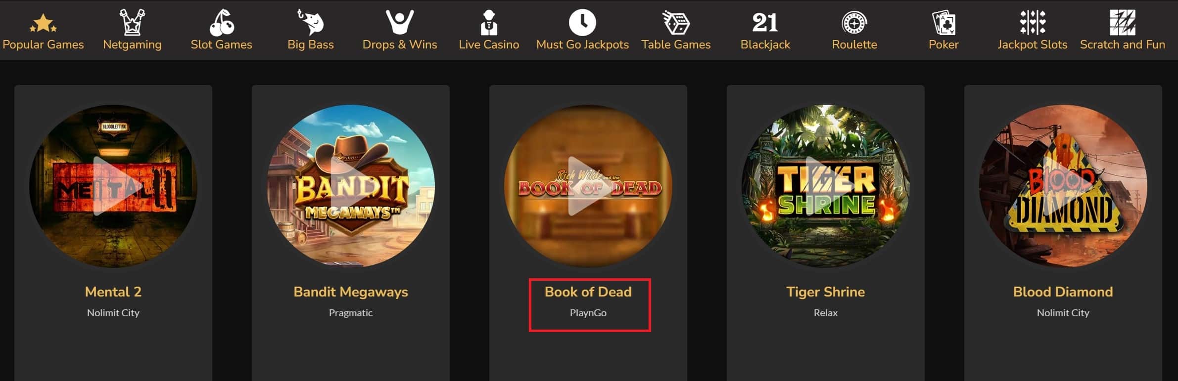 Book of Dead Slot at the Centre of the Jackpot Village Casino's Game Selection