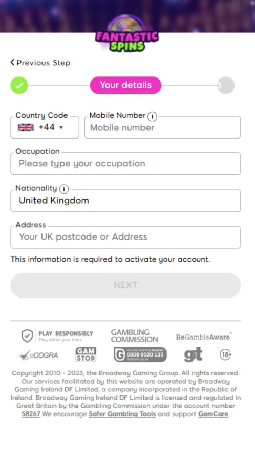 Fantastic Spins Casino Registration Guide
