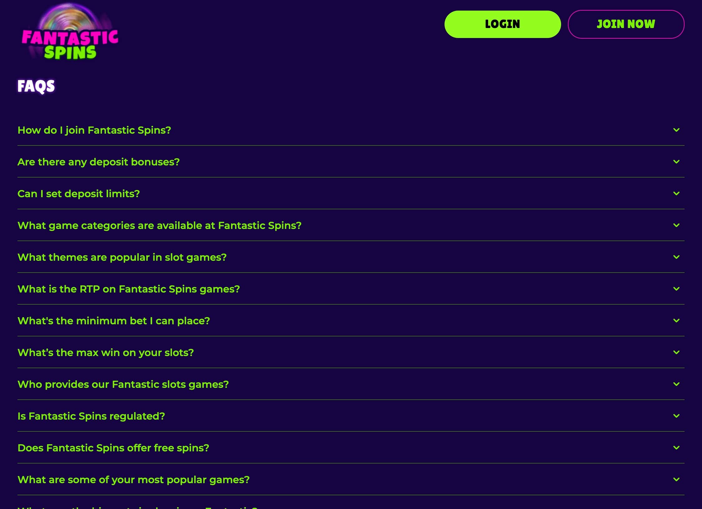 Fantastic Spins Casino Support