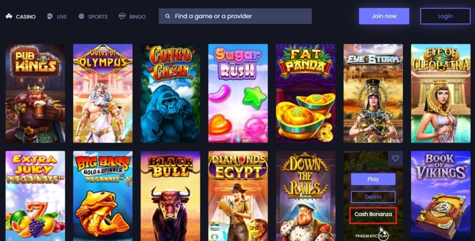 Cash Bonanza slot at Funky Jackpot Casino