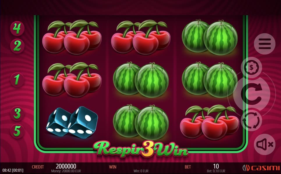 Casimi Slots Respin 3 Win Bonusmenu