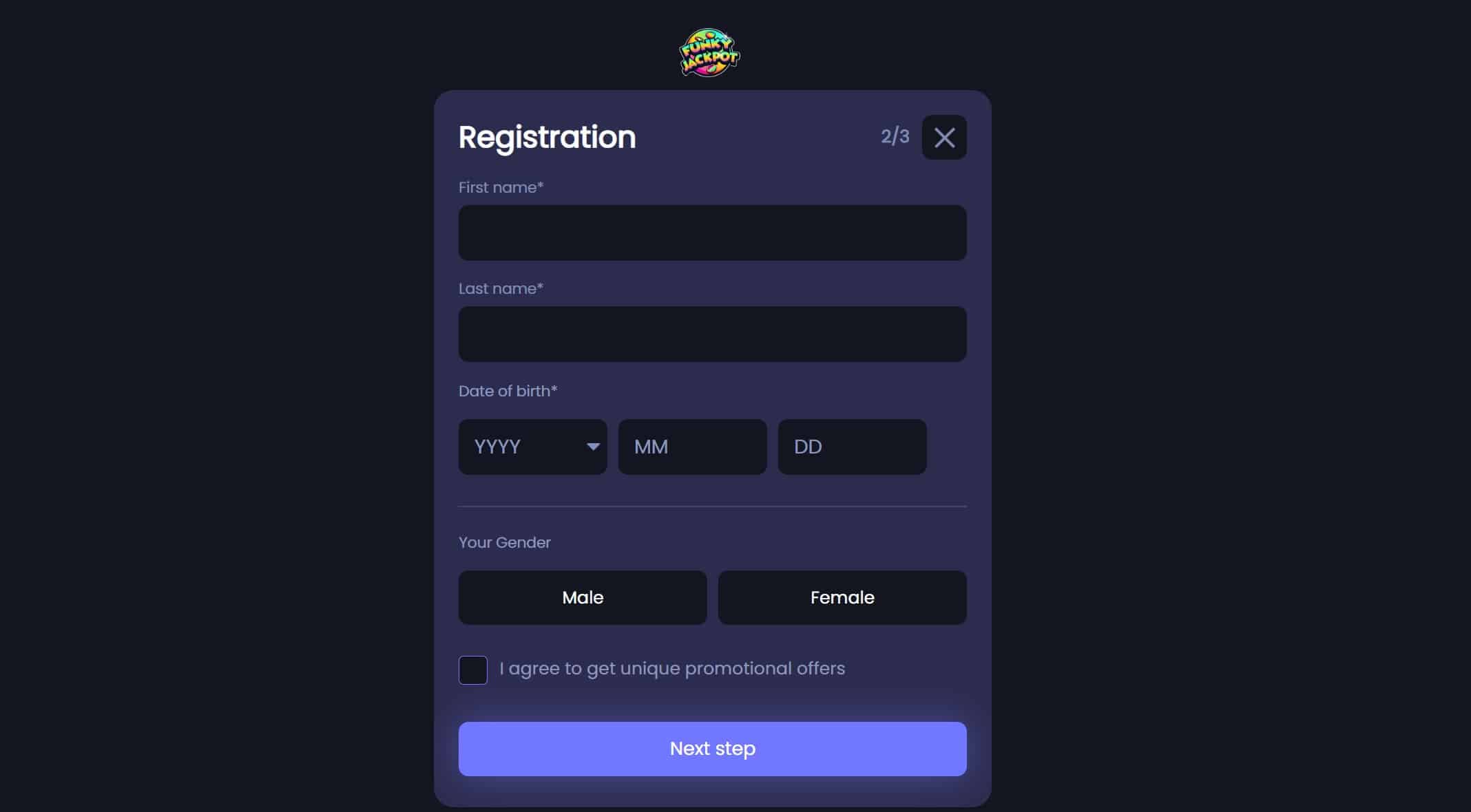Account Verification Details at Funky Jackpot