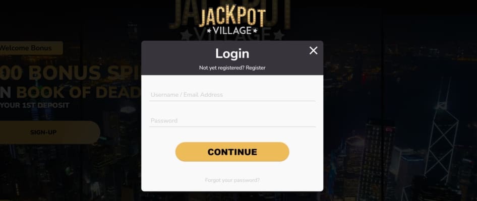 Log In Credentials at Jackpot Village Casino include your username and password