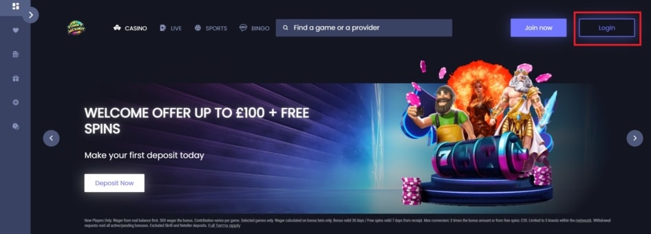 Funky Jackpot Casino Login Button