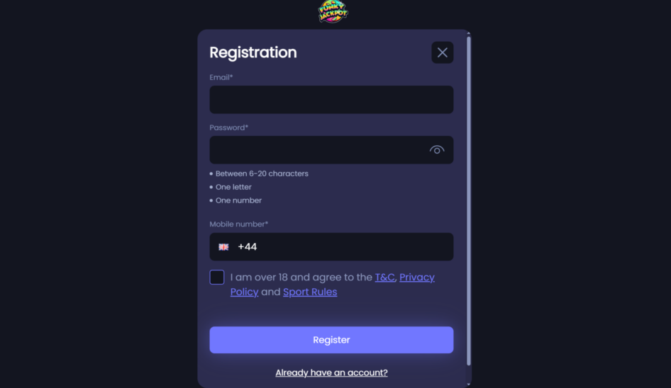 Funky Jackpot Casino Registration Details