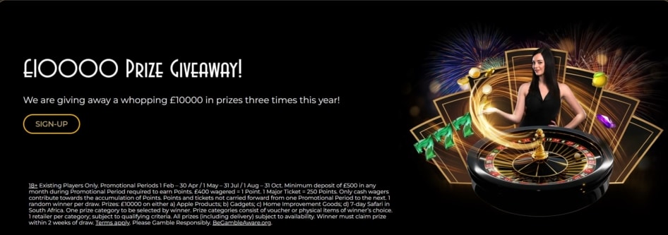 The Grand Ivy Casino Organizes Three £10,000 Prize Giveaways Every Year