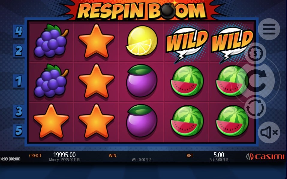 Respin Boom casimi Slots Bonusmenu