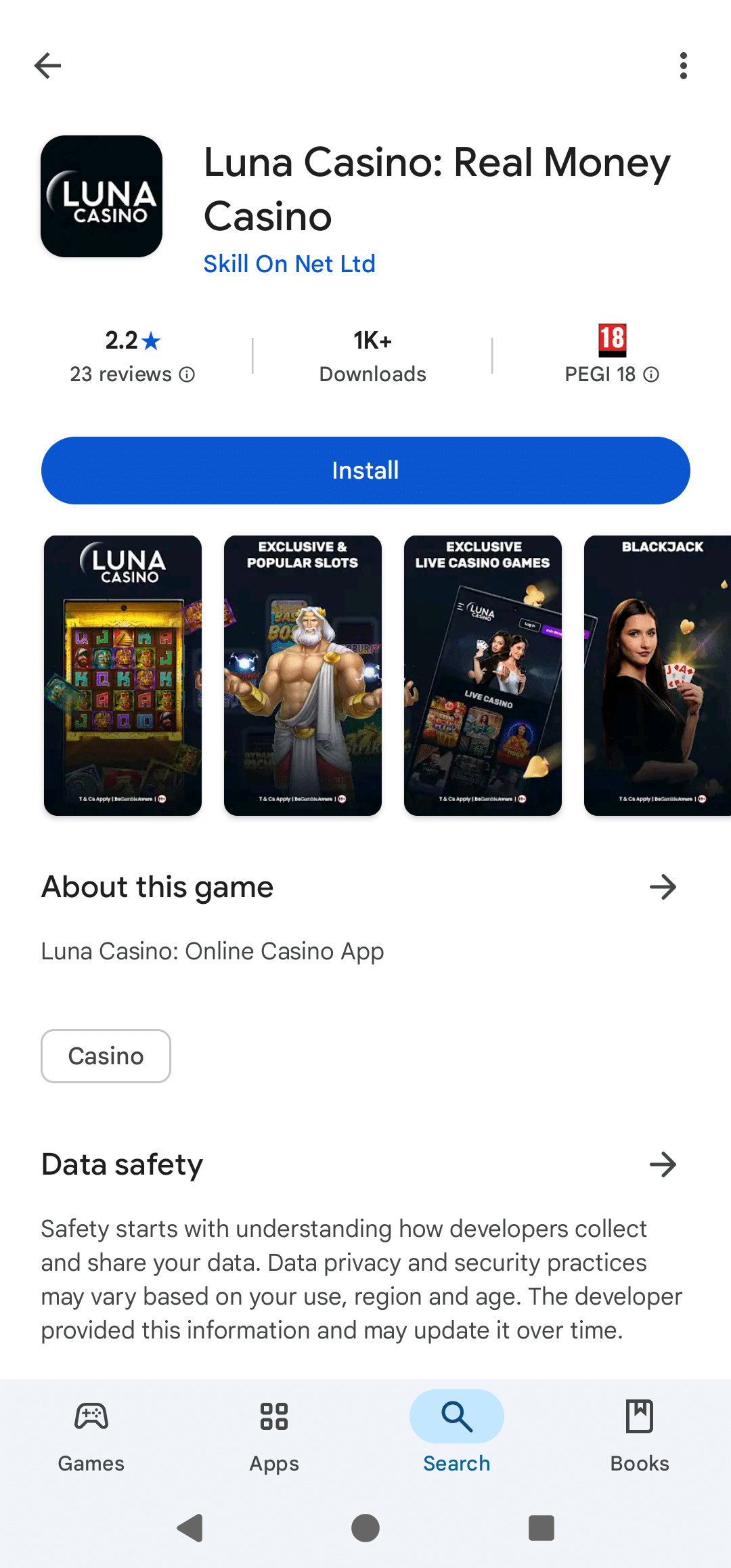The Luna Casino app on Google Play
