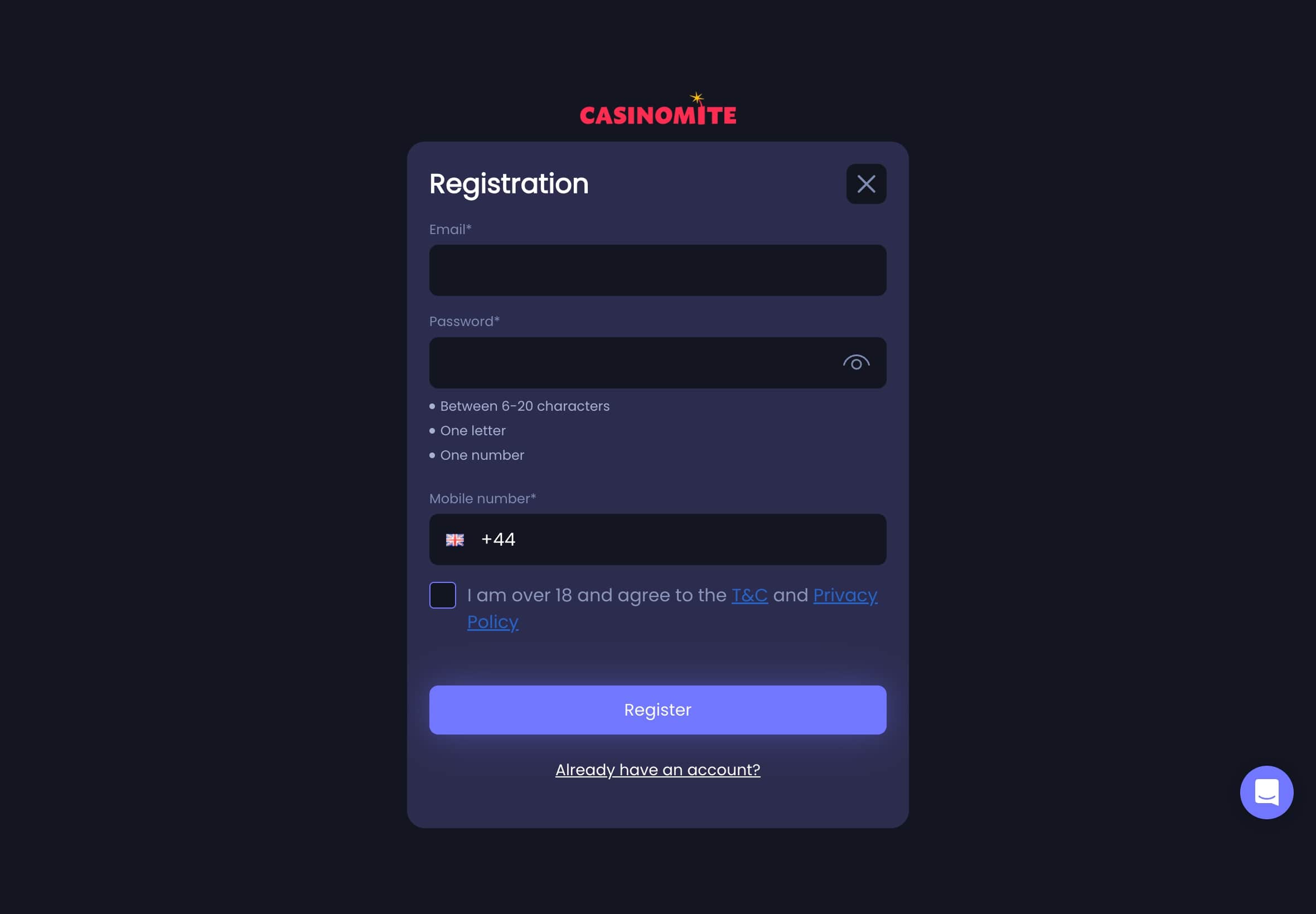 Casinomite Casino Signup