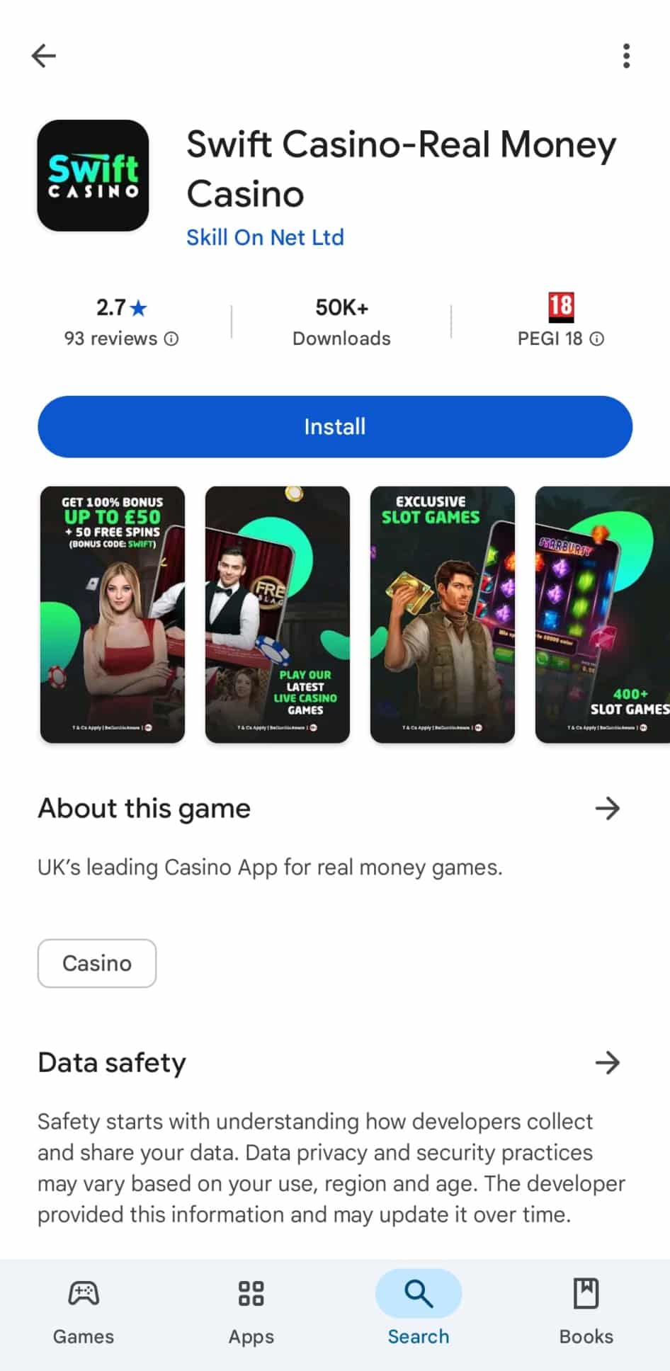 The Swift Casino app on Google Play