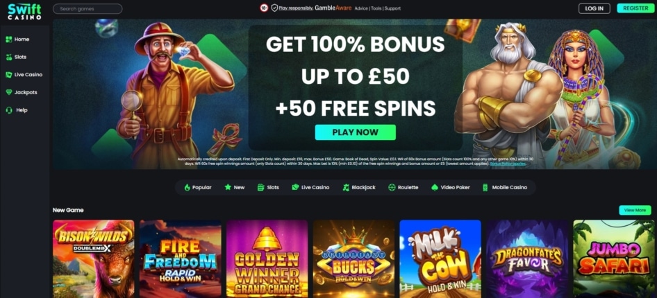 Swift Casino homepage