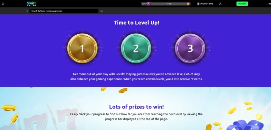 Swift Casino levels