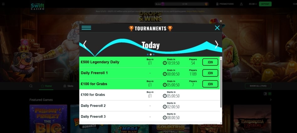 Swift Casino tournaments