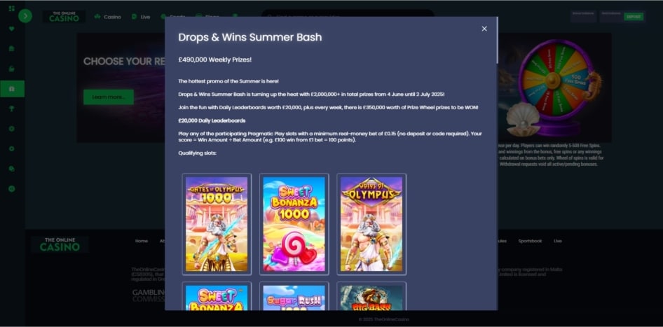 Drops and Wins at The Online Casino