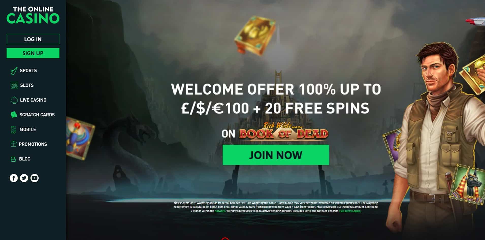 The Online Casino homepage